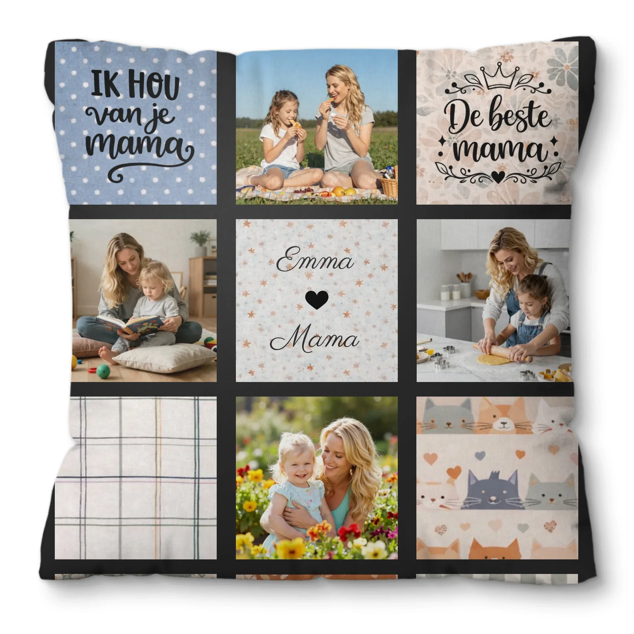 Gepersonaliseerd collage kussen – Mama