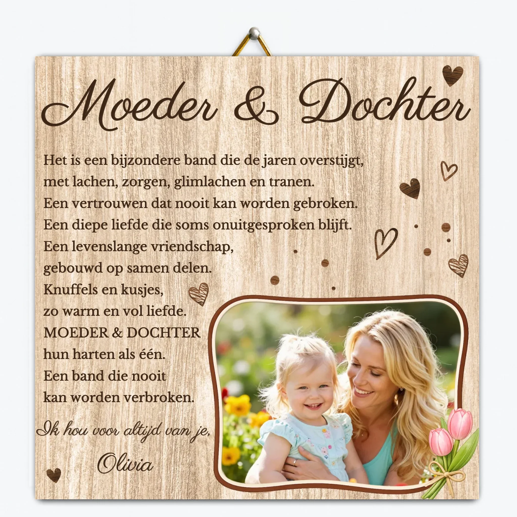 Gepersonaliseerd foto tegeltje – Moeder en dochter