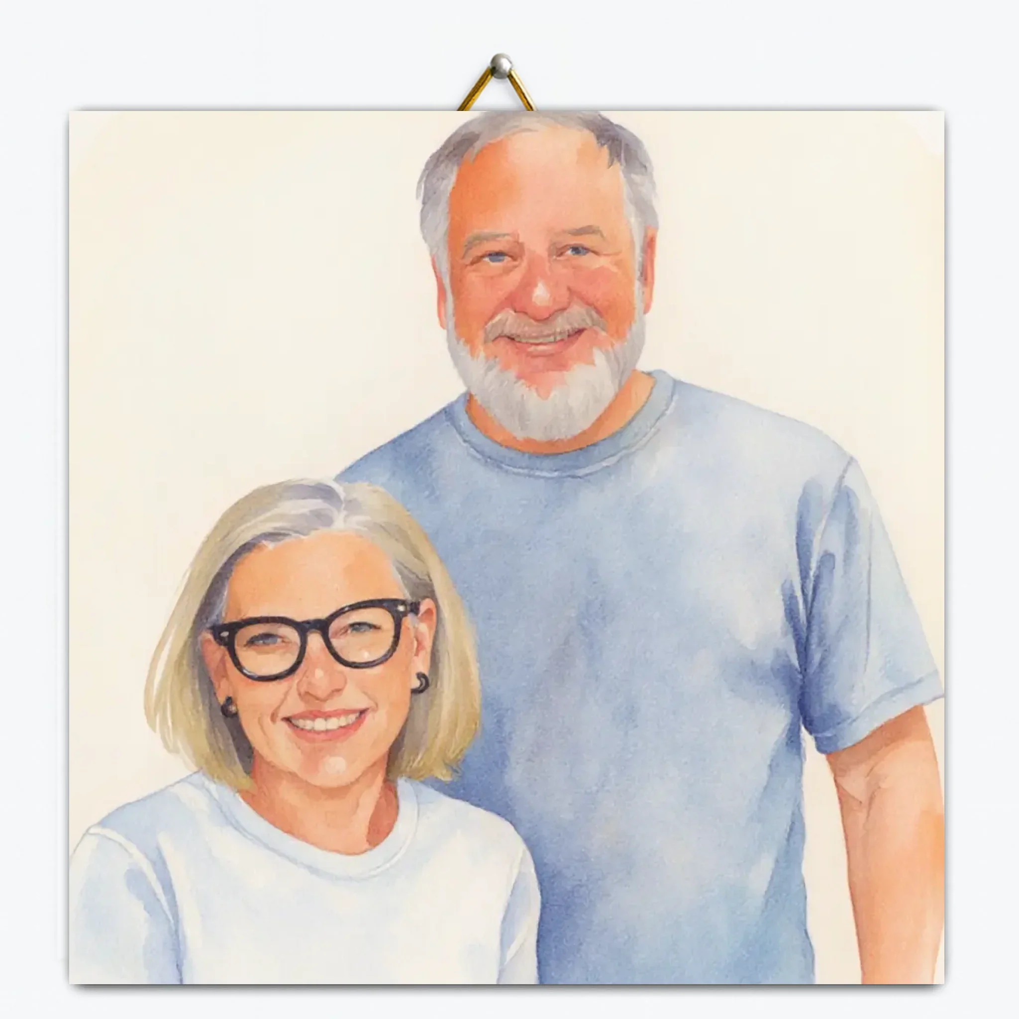 Gepersonaliseerd tegeltje met eigen foto in waterverf stijl Gepersonaliseerd tegeltje met eigen foto in waterverf stijl