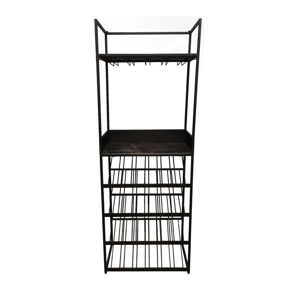 Arto wine rack dark grey base brown marble Grijs