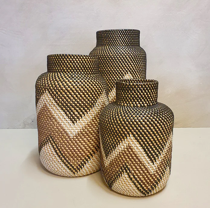 Rotan vaas van gerecycled plastic