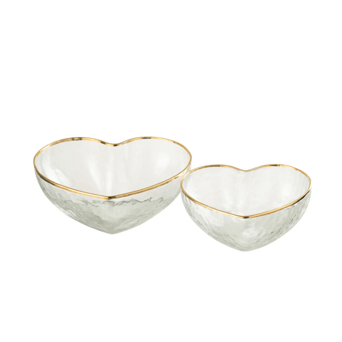 Schalen – Apero – Hart – Glas – Goud/ Transparant – Set van 2 Schalen – Apero – Hart – Glas – Goud/ Transparant – Set van 2