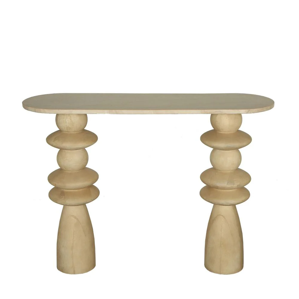 Bijzettafel Callain Mangohout Beige 33×106 cm Bijzettafel Callain Mangohout Beige 33×106 cm