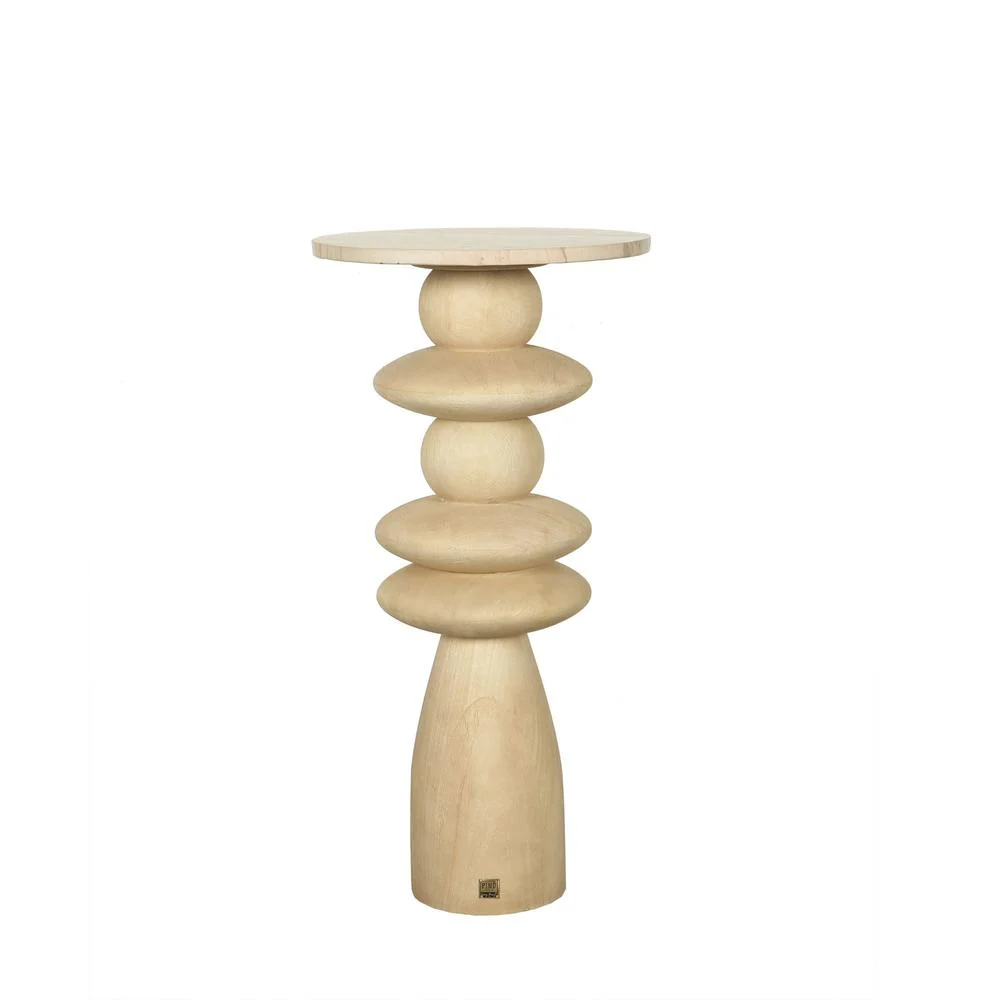 Bijzettafel Callain Mangohout Beige 40 cm Bijzettafel Callain Mangohout Beige 40 cm