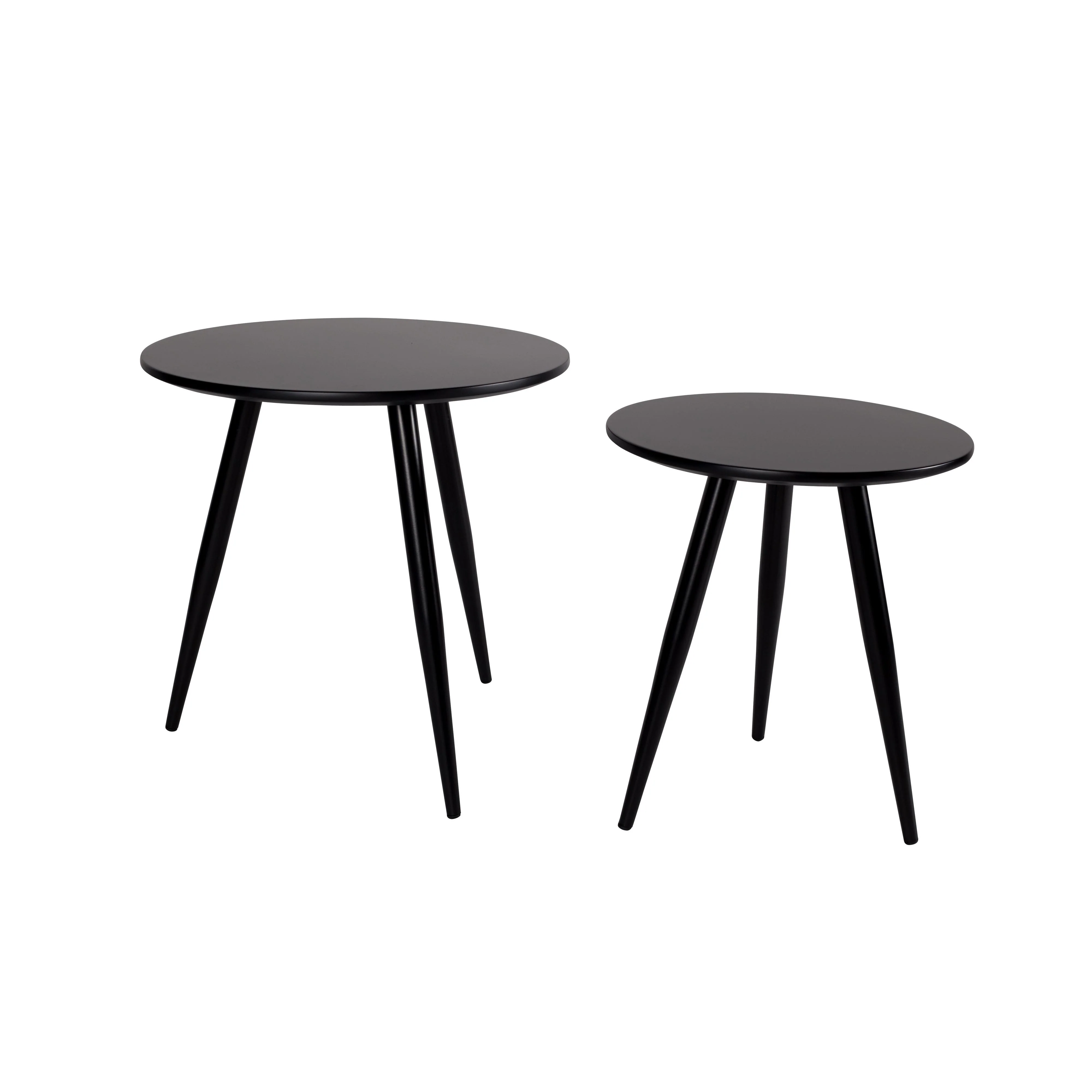 Bijzettafel Daven Zwart Set van 2 Metaal Zwart Ø50×50 cm