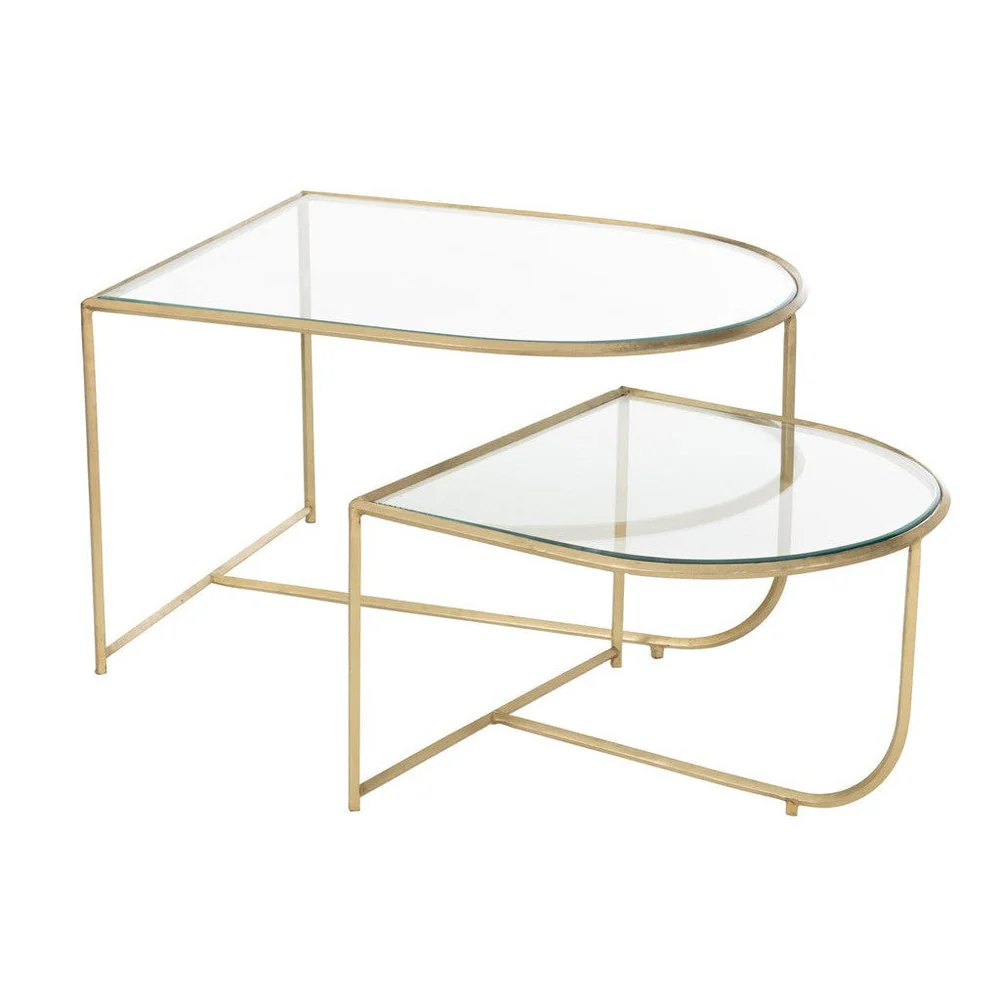 Bijzettafel Goud Glas 62×76 cm