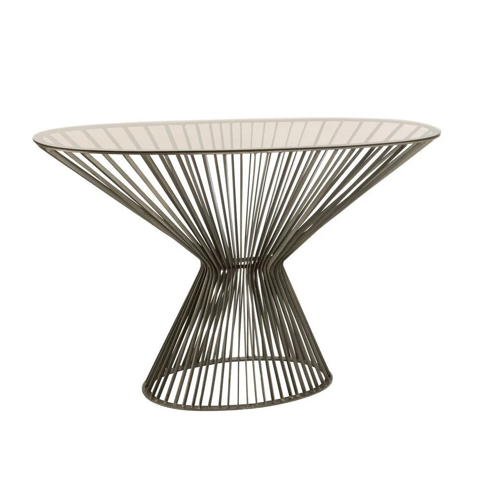Bijzettafel Grijs Glas 37×121 cm