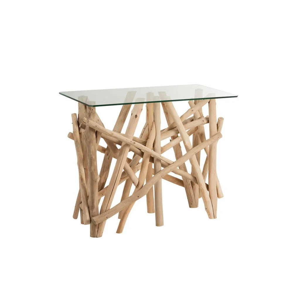 Bijzettafel Naturel Glas Rechthoekig 47×97 cm