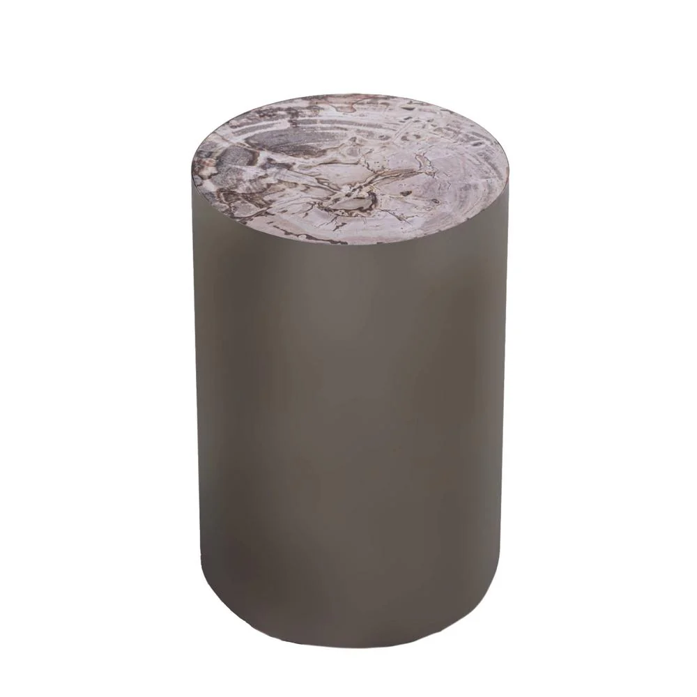 Bijzettafel Rillix Versteend Hout Beige 30 cm Bijzettafel Rillix Versteend Hout Beige 30 cm