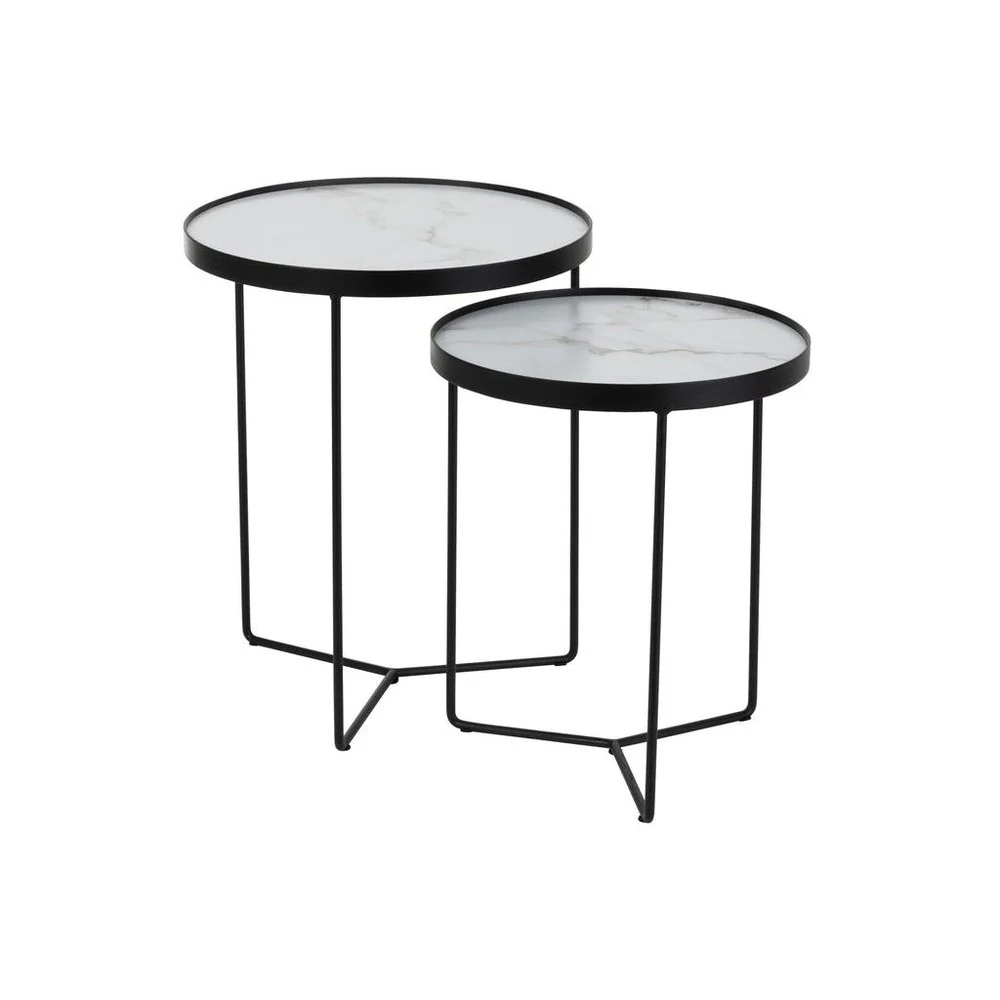 Bijzettafelset Marmer Ijzer, MDF Wit 45x45x55 cm Bijzettafelset Marmer Ijzer, MDF Wit 45x45x55 cm