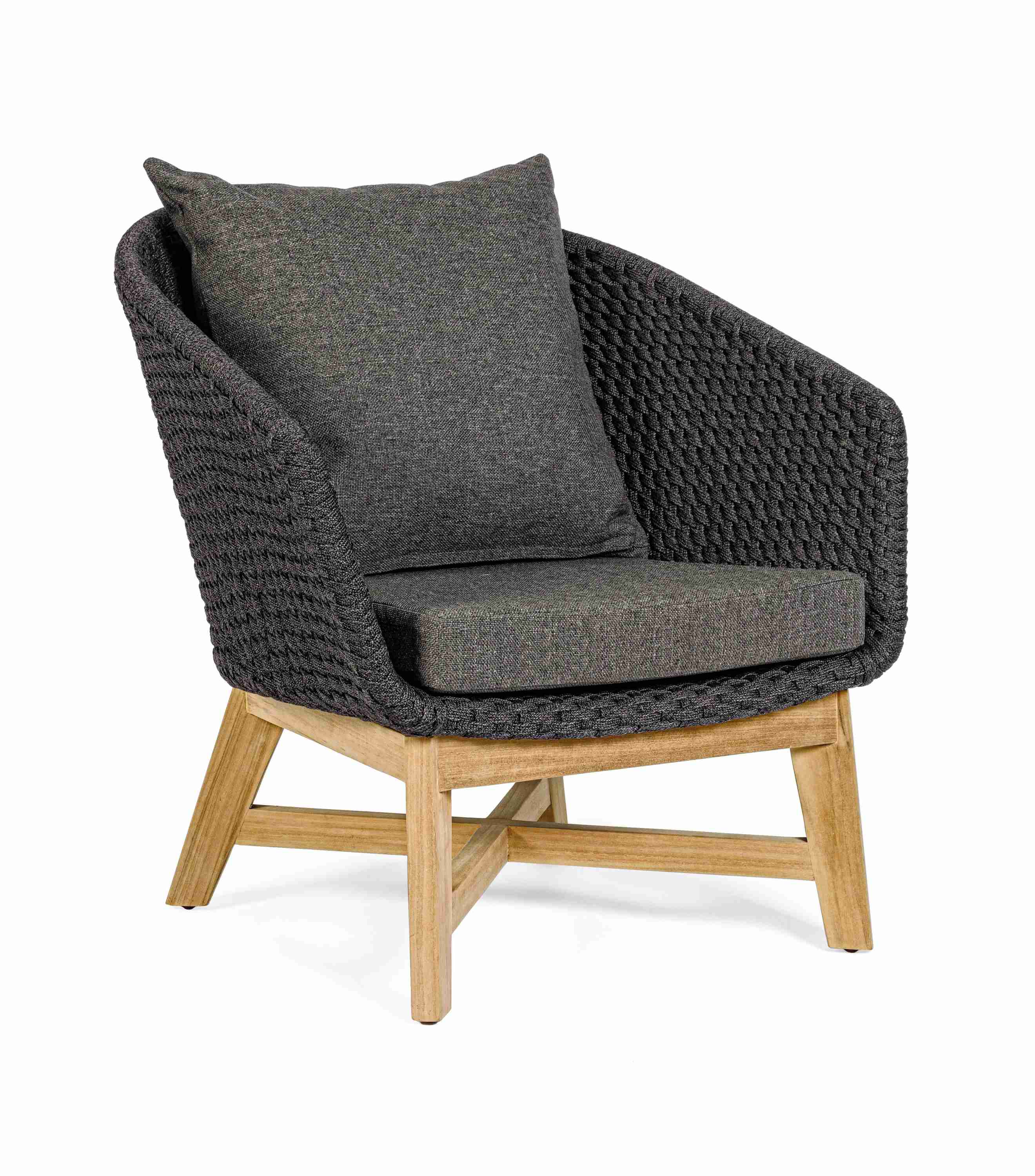 Bizzotto Coachella Antraciet / Teak Loungestoel