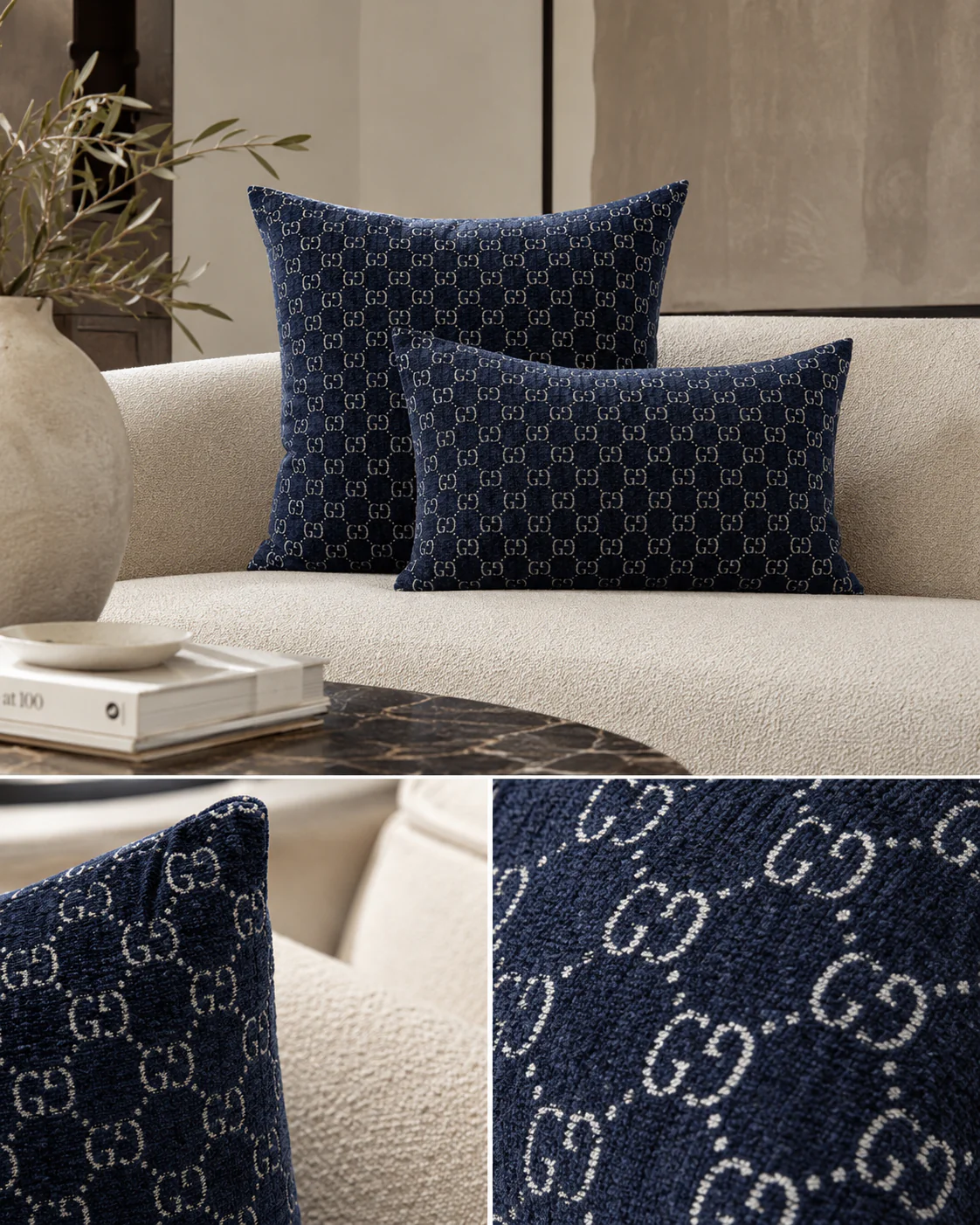 Kussens print blauw