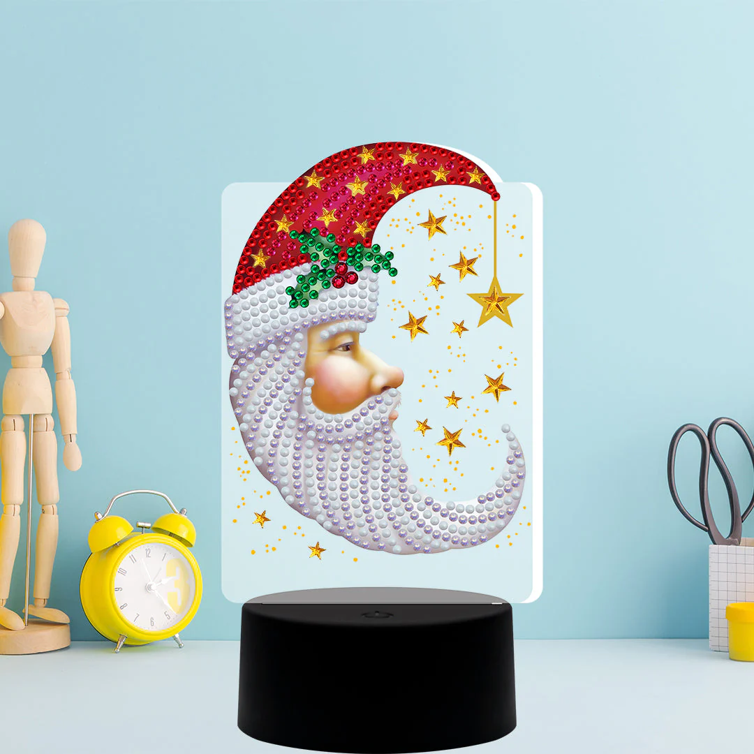 Diamond Painting Staande Lampje – Kerstman Maan Diamond Painting Staande Lampje – Kerstman Maan
