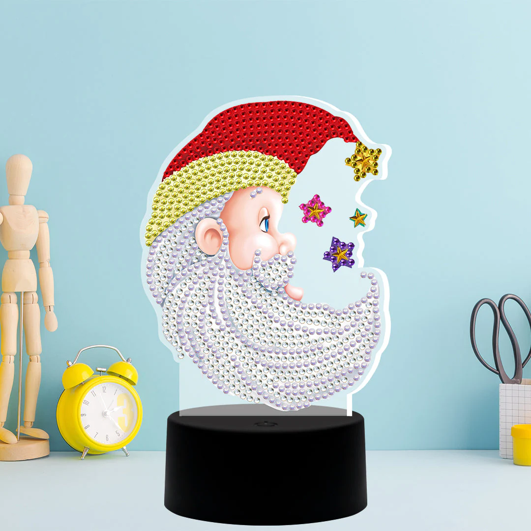 Diamond Painting Staande Lampje – Kerstman met Sterren Diamond Painting Staande Lampje – Kerstman met Sterren