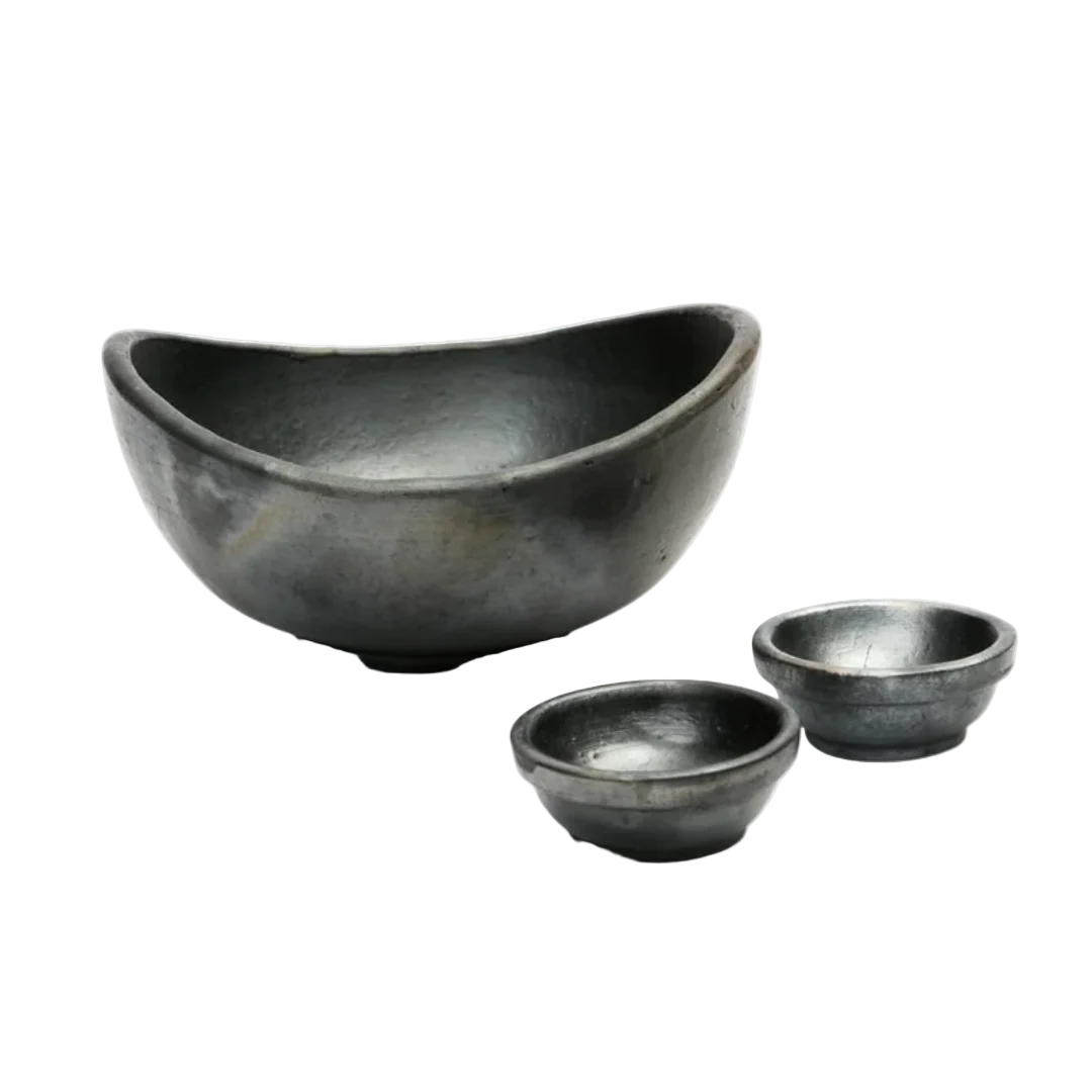 DE BURNED GEBOGEN KOM | SET VAN 3 | TERRACOTTA | ZWART