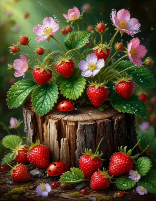 Aardbeienplant met Bloemen Aardbeienplant met Bloemen