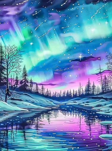 Aurora Borealis Landschap Aurora Borealis Landschap