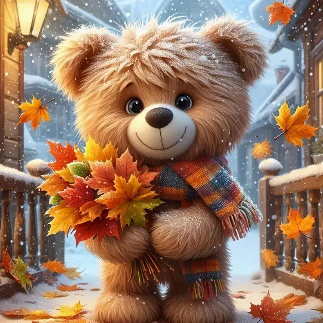 Beertje met Herfstbladeren Beertje met Herfstbladeren