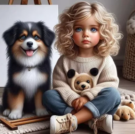 Blond Meisje met Hond