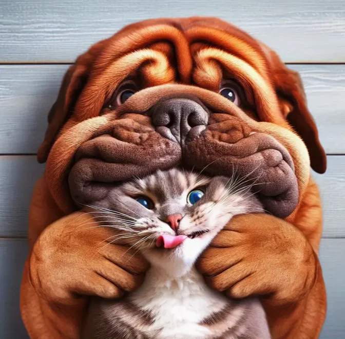 Dogue de Bordeaux met Kat