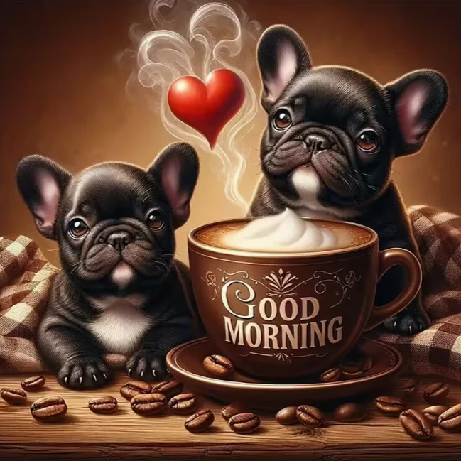 Franse Bulldogs met Koffie