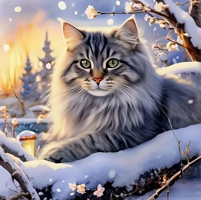 Grijze Kat in de Sneeuw Grijze Kat in de Sneeuw