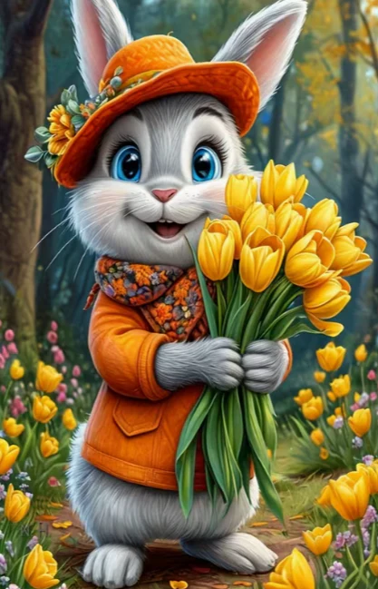 Haas met Tulpen