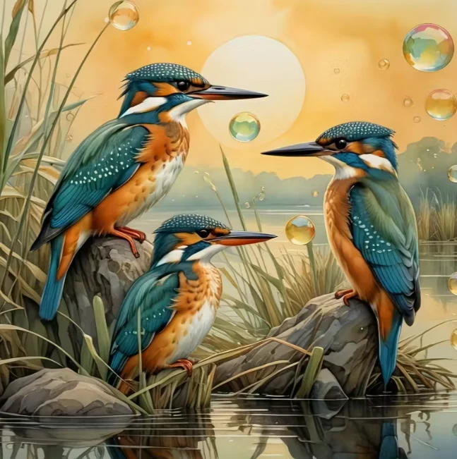 Ijsvogels op Stenen Ijsvogels op Stenen