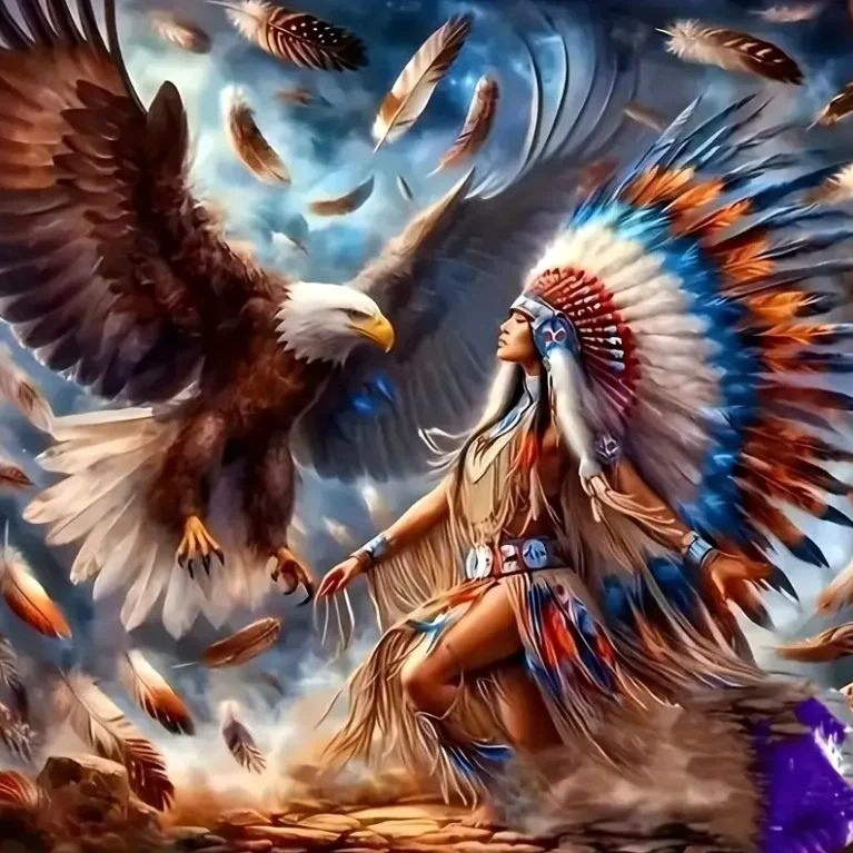 Indianen Vrouw met Adelaar Indianen Vrouw met Adelaar