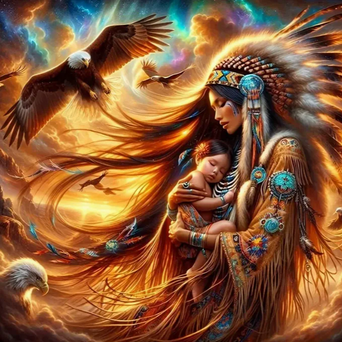 Indianen Vrouw met Baby Indianen Vrouw met Baby