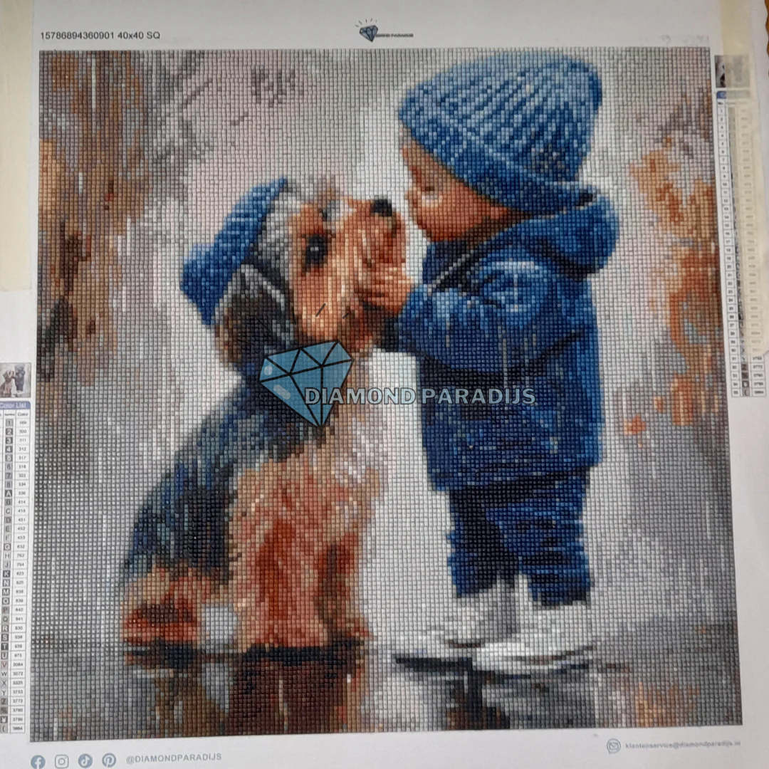 Kind met Hond in de Regen - Afbeelding 2