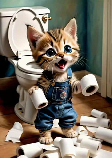 Kitten met Toiletpapier Kitten met Toiletpapier