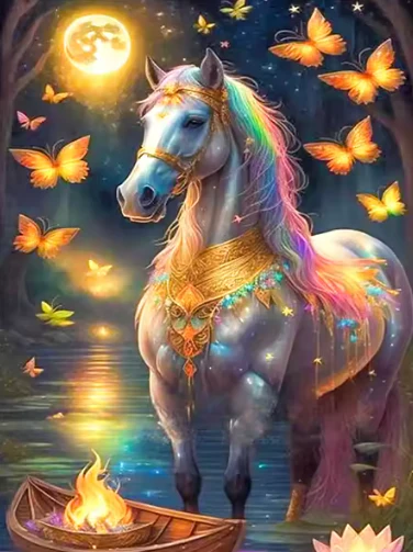 Paard met Regenboog Manen Paard met Regenboog Manen