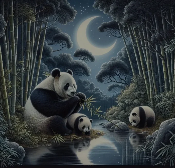 Panda’s in het Bamboobos Panda’s in het Bamboobos
