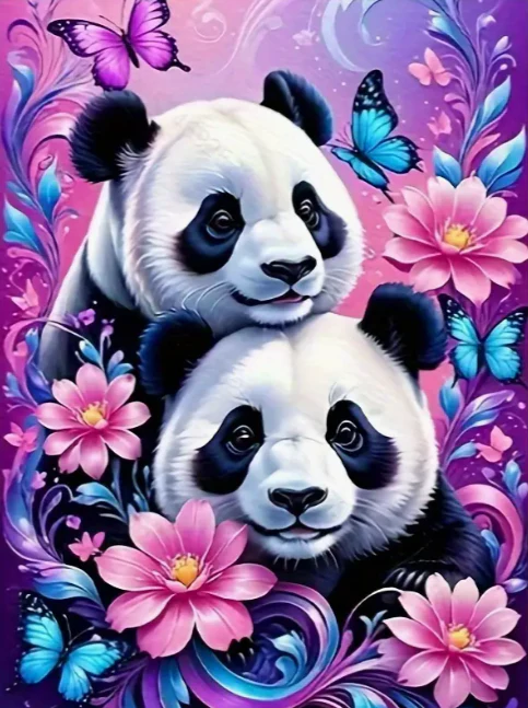 Panda’s met Bloemen Panda’s met Bloemen