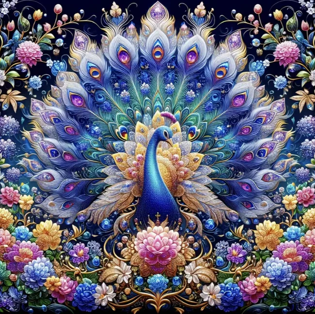 Pauw met Bloemen