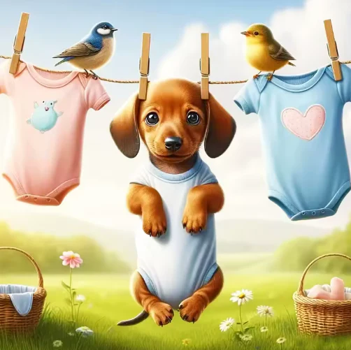 Puppy aan de Waslijn Puppy aan de Waslijn