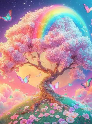 Roze Boom met Regenboog Roze Boom met Regenboog