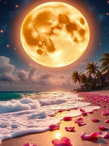 Strand met Volle Maan Strand met Volle Maan