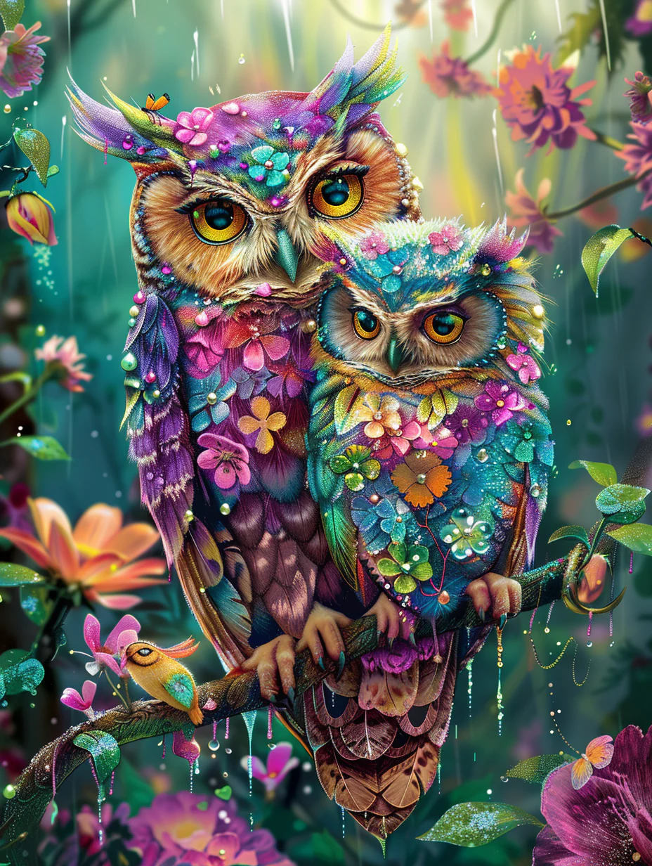 Uilen met Bloemen Uilen met Bloemen