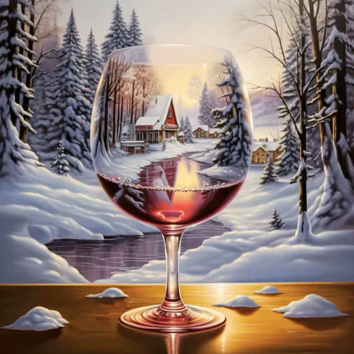 Wijnglas in de Sneeuw