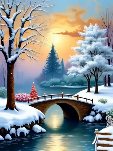 Winterlandschap met Brug Winterlandschap met Brug