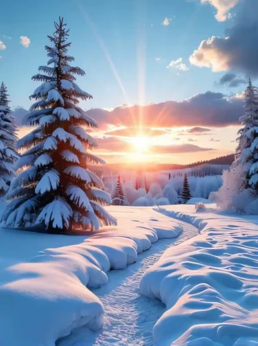 Winterlandschap met de Zon Winterlandschap met de Zon