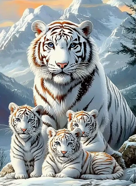 Witte Tijger met Welpjes Witte Tijger met Welpjes