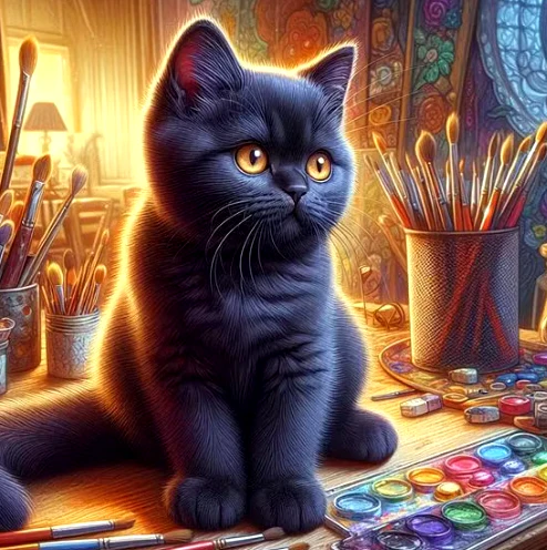 Zwarte Kat met Verf Zwarte Kat met Verf