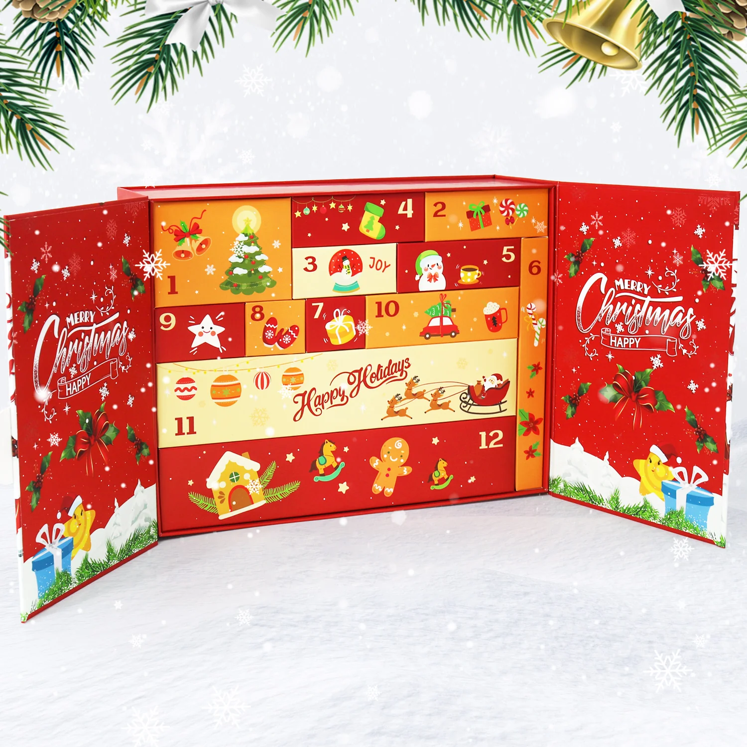 Diamond Painting Adventskalender 2025 – Rood – 12 vakjes - Afbeelding 2