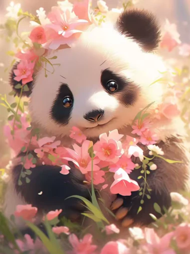 Panda tussen de Bloemen Panda tussen de Bloemen