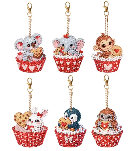 Diamond Painting Sleutelhangers – Cupcake Dieren Diamond Painting Sleutelhangers – Cupcake Dieren