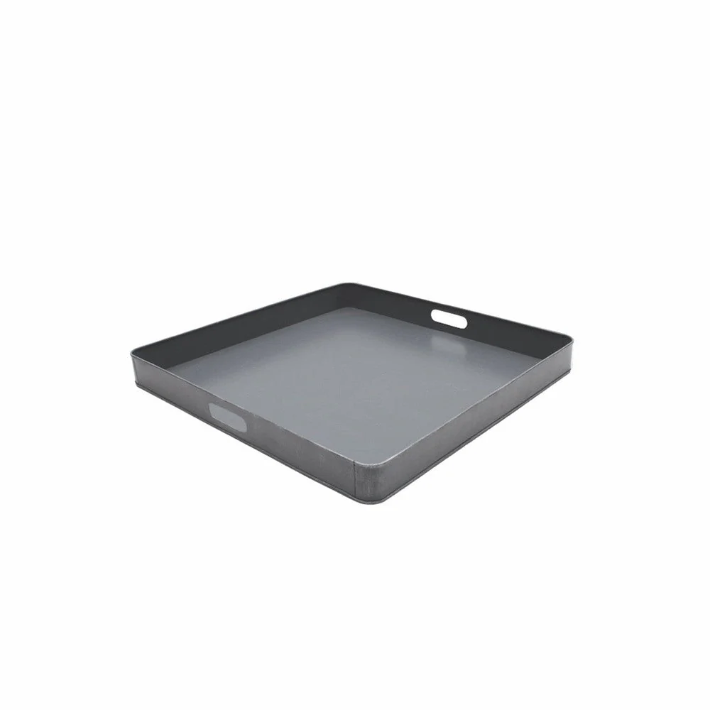 Dienblad Antiek Grijs Metaal L 60x60x6 cm