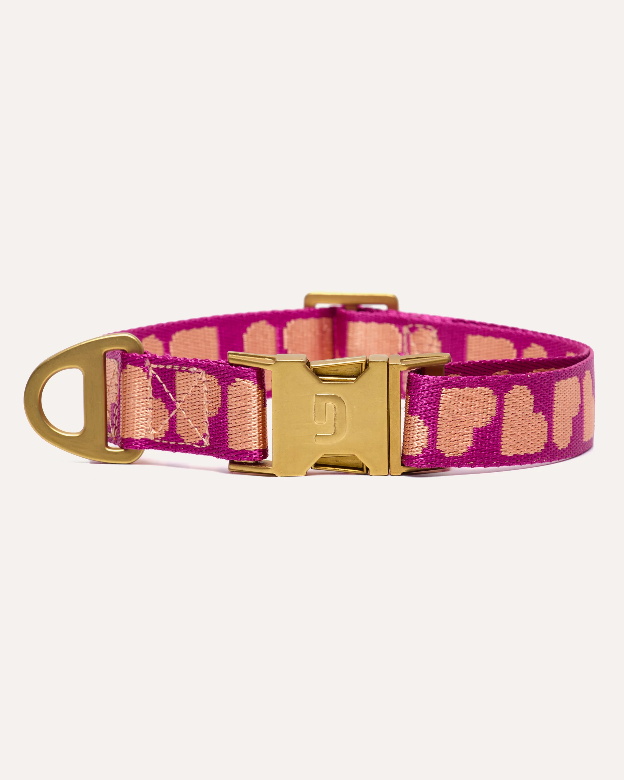 DOGGUO Halsband – hart print – magenta/abrikoos